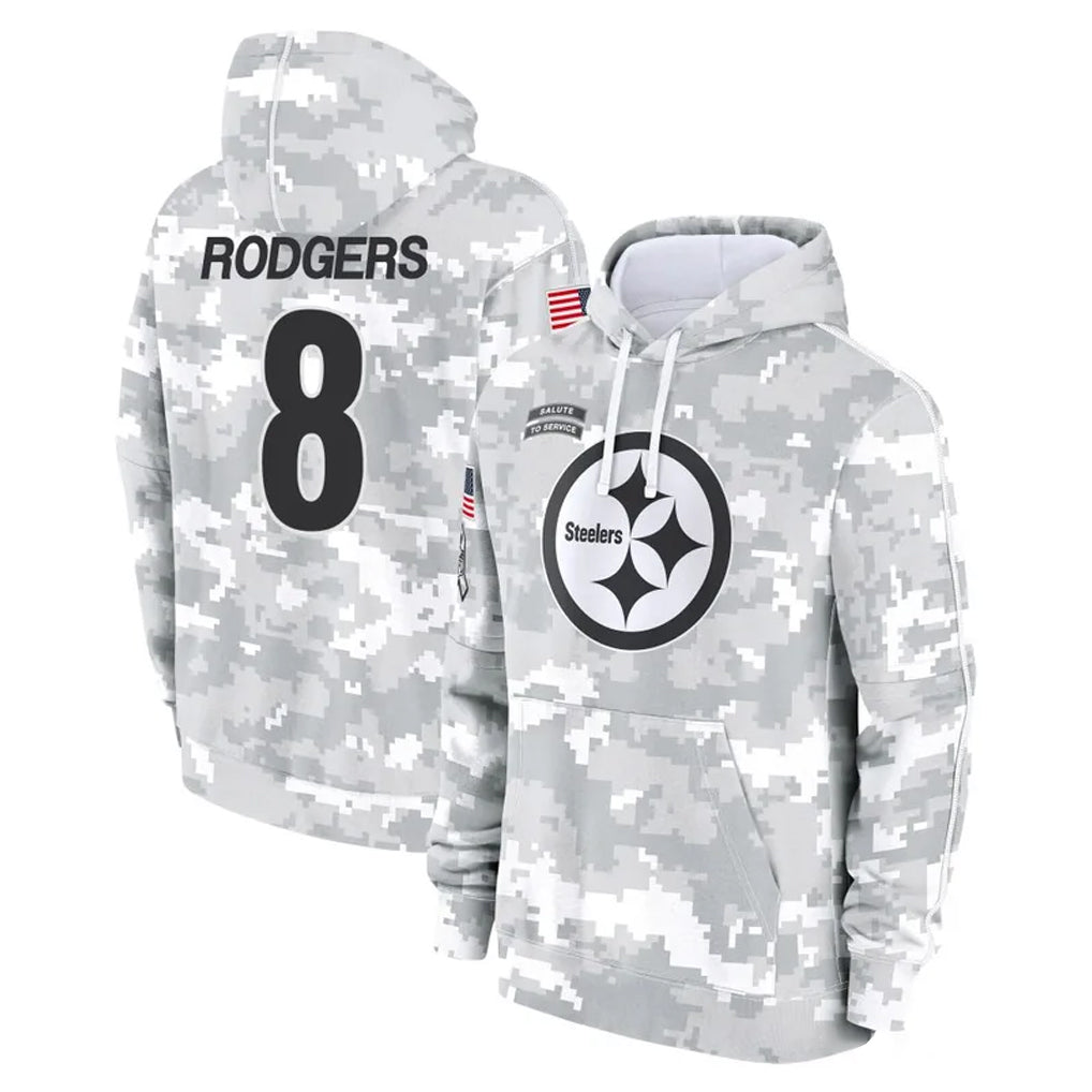 Davalo P.Steelers #8 Aaron Rodgers Player Arctic Camo Limited Salute to Service Pullover Hoodies Game Stitched Jerseys