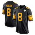 Davalo P.Steelers #8 Aaron Rodgers Player Black Color Rush Home Game Stitched Jerseys