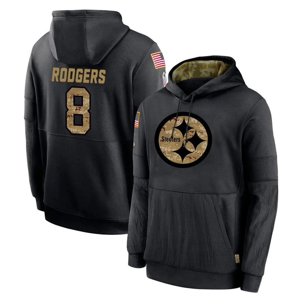 Davalo P.Steelers #8 Aaron Rodgers Player Black Salute to Service Hoodies Limited Game Stitched Jerseys