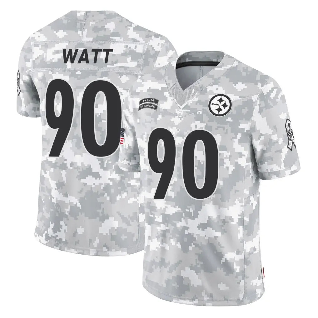 Davalo P.Steelers #90 T.J. Watt Player Arctic Camo Limited Salute To Service Home Game Stitched Jerseys