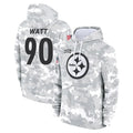 Davalo P.Steelers #90 T.J. Watt Player Arctic Camo Limited Salute to Service Pullover Hoodies Game Stitched Jerseys