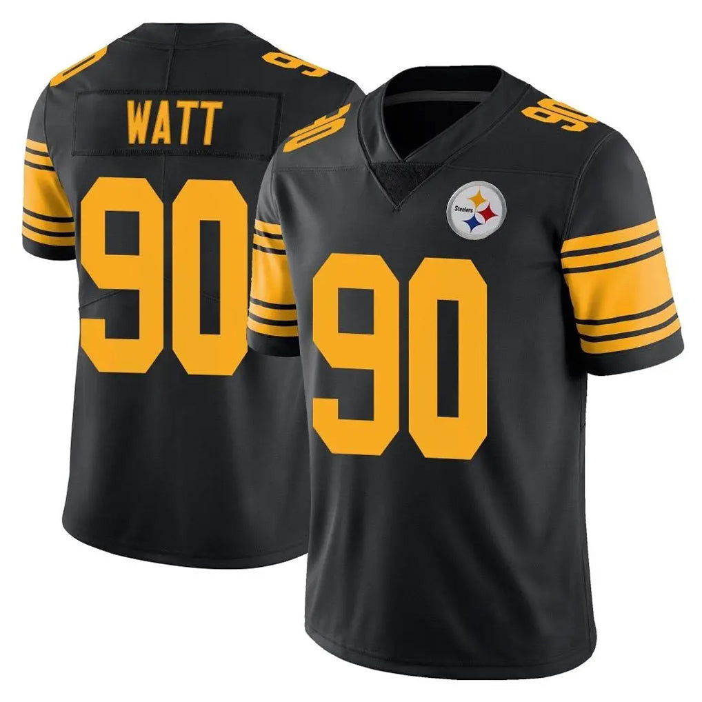 Davalo P.Steelers #90 T.J. Watt Player Black Limited Color Rush Home Game Stitched Jerseys