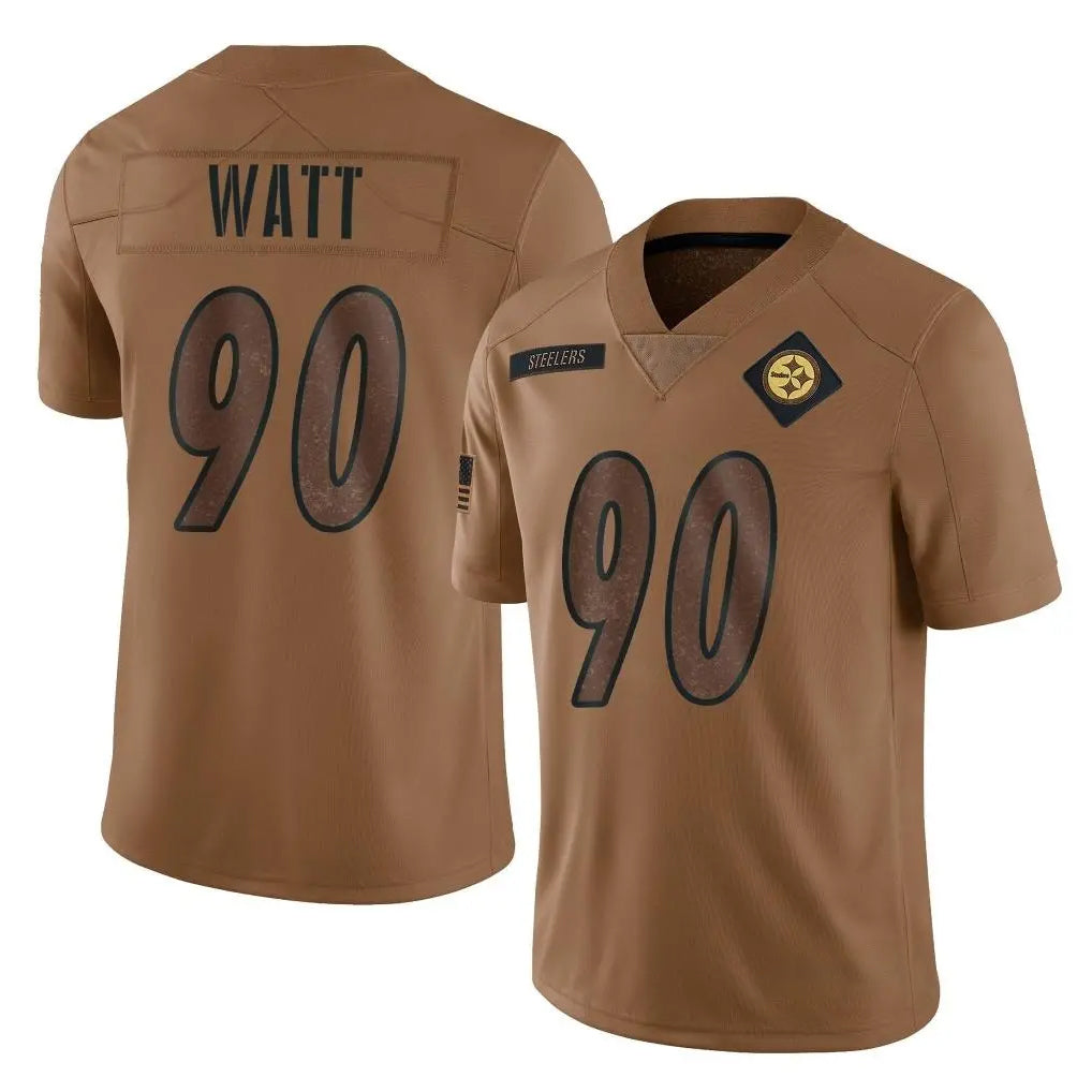 Davalo P.Steelers #90 T.J. Watt Player Brown Limited Salute To Service Home Game Stitched Jerseys