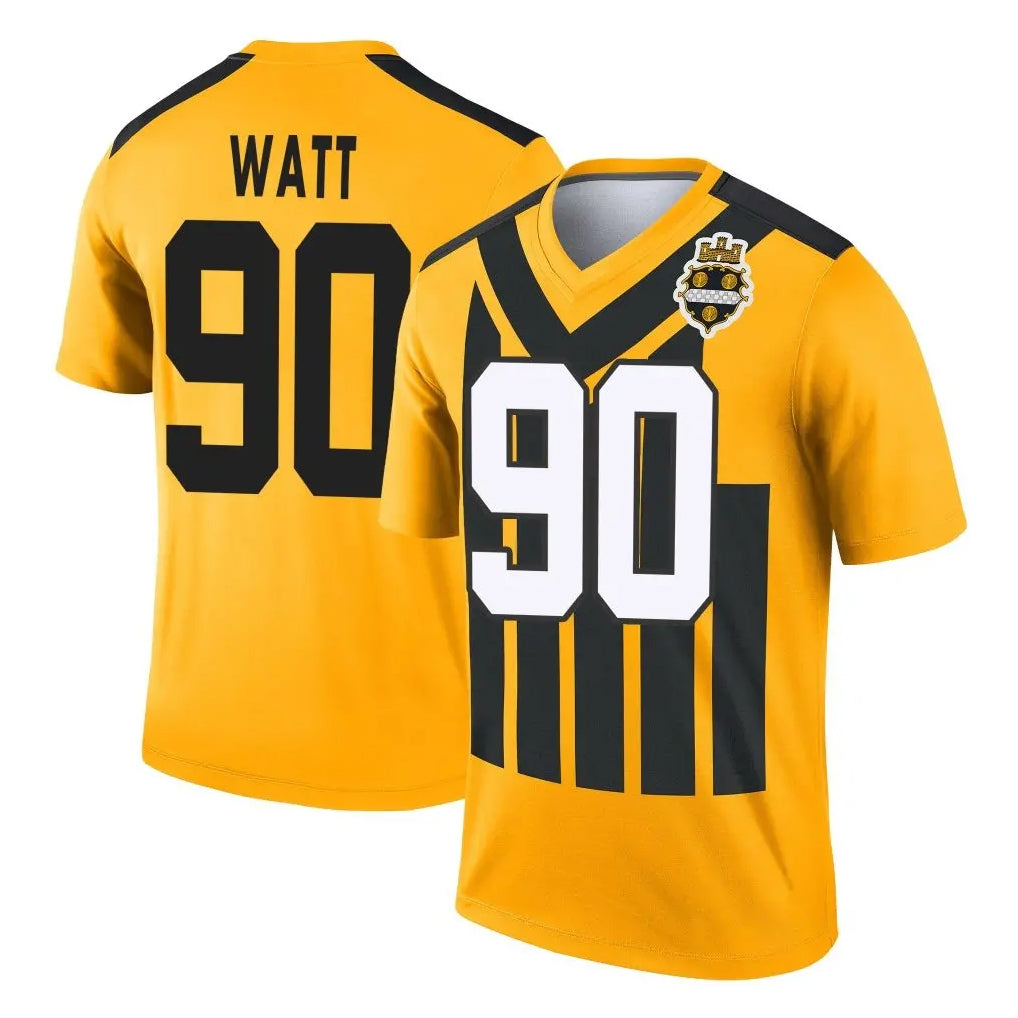 Davalo P.Steelers #90 T.J. Watt Player Gold Legend Limited 1933 Throwback Performance Home Game Stitched Jerseys