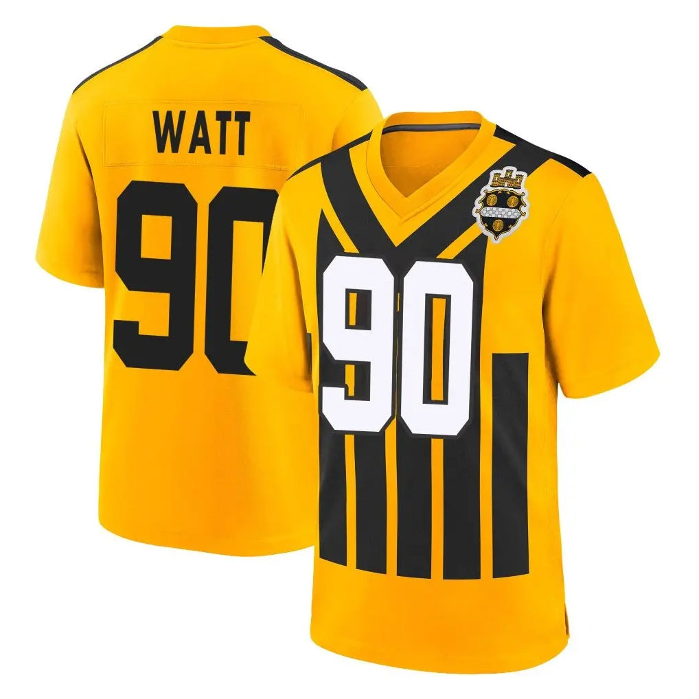 Davalo P.Steelers #90 T.J. Watt Player Gold Limited 1933 Throwback Home Game Stitched Jerseys