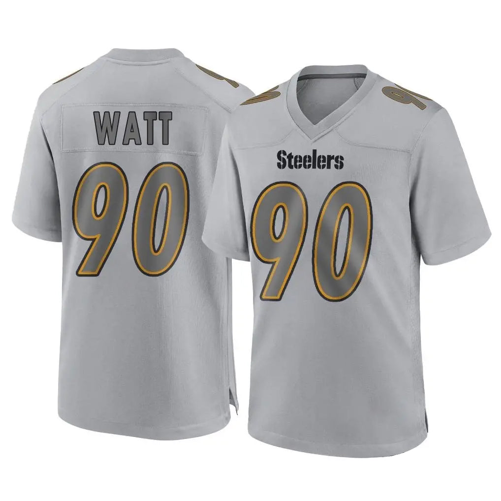 Davalo P.Steelers #90 T.J. Watt Player Gray Atmosphere Fashion Home Game Stitched Jerseys