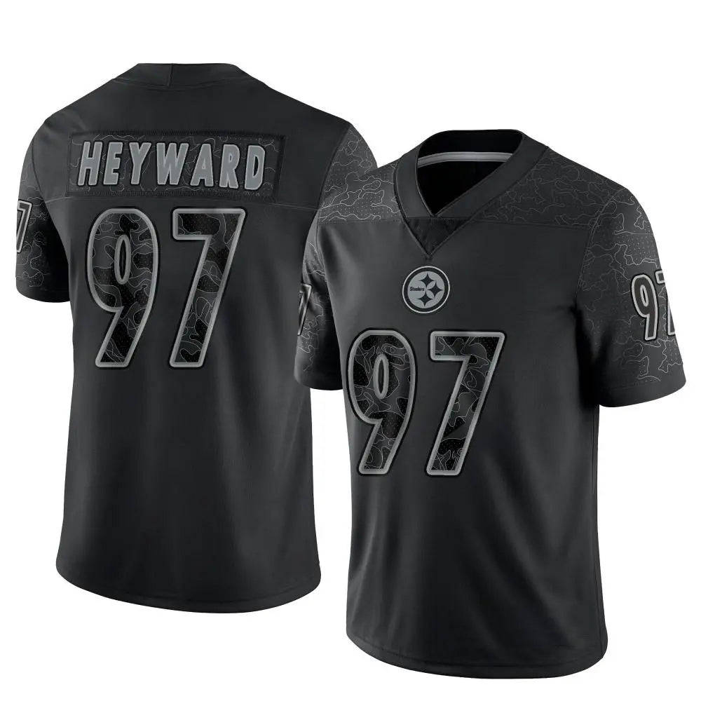 Davalo P.Steelers #97 Cameron Heyward Player Black Limited Reflective Stitched Jerseys