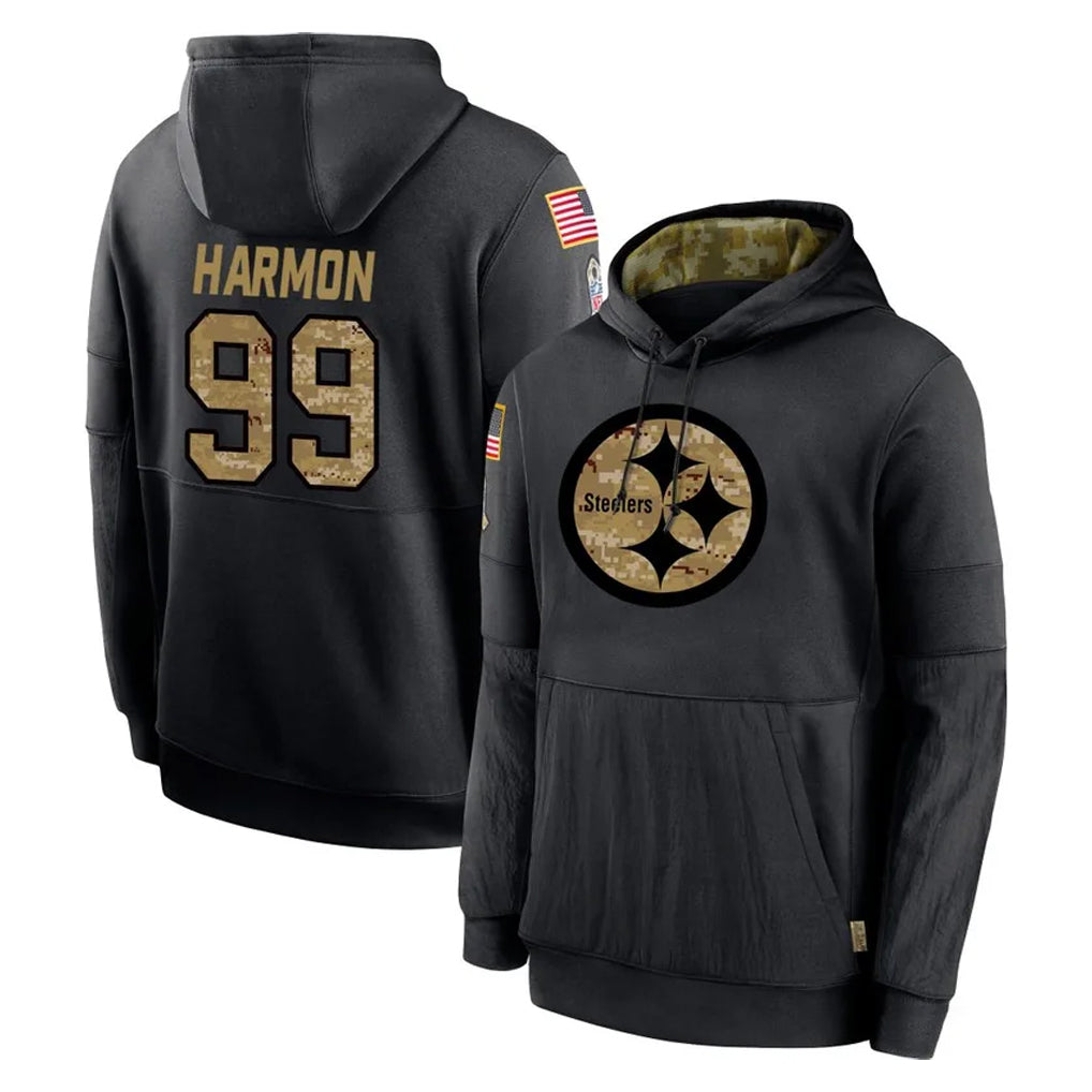 Davalo P.Steelers #99 Derrick Harmon Player Black Salute to Service Hoodies Limited Game Stitched Jerseys