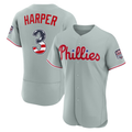 Davalo PH.Phillies #3 Bryce Harper Gray USA 250 Fourth of July Road Authentic Jersey