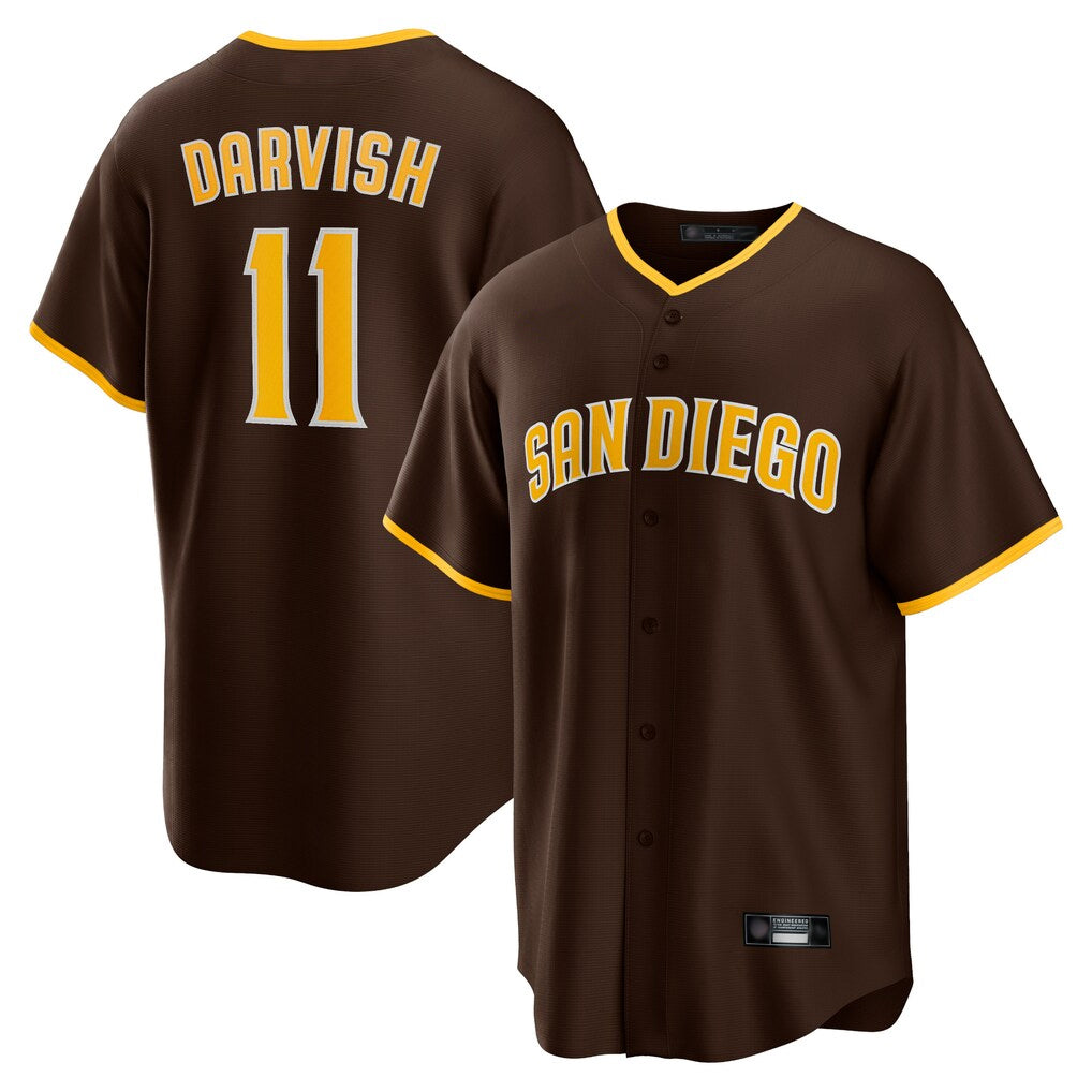 Davalo S.Diego Padres #11 Yu Darvish Player Brown Alternate Replica Game Stitched Jerseys