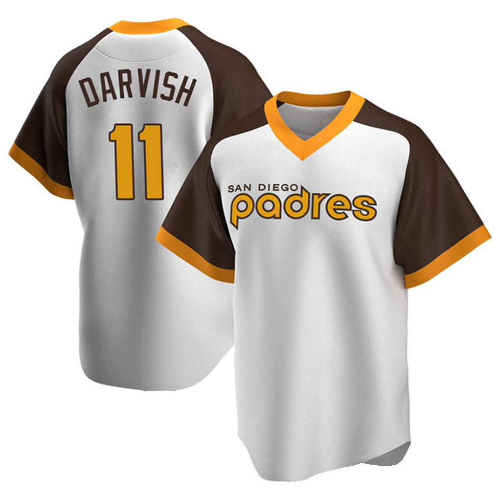 Davalo S.Diego Padres #11 Yu Darvish Player White Home Cooperstown Collection Replica Game Stitched Jerseys