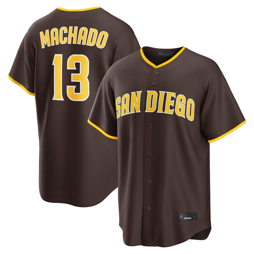 Davalo S.Diego Padres #13 Manny Machado Player Brown Alternate Replica Game Stitched Jerseys