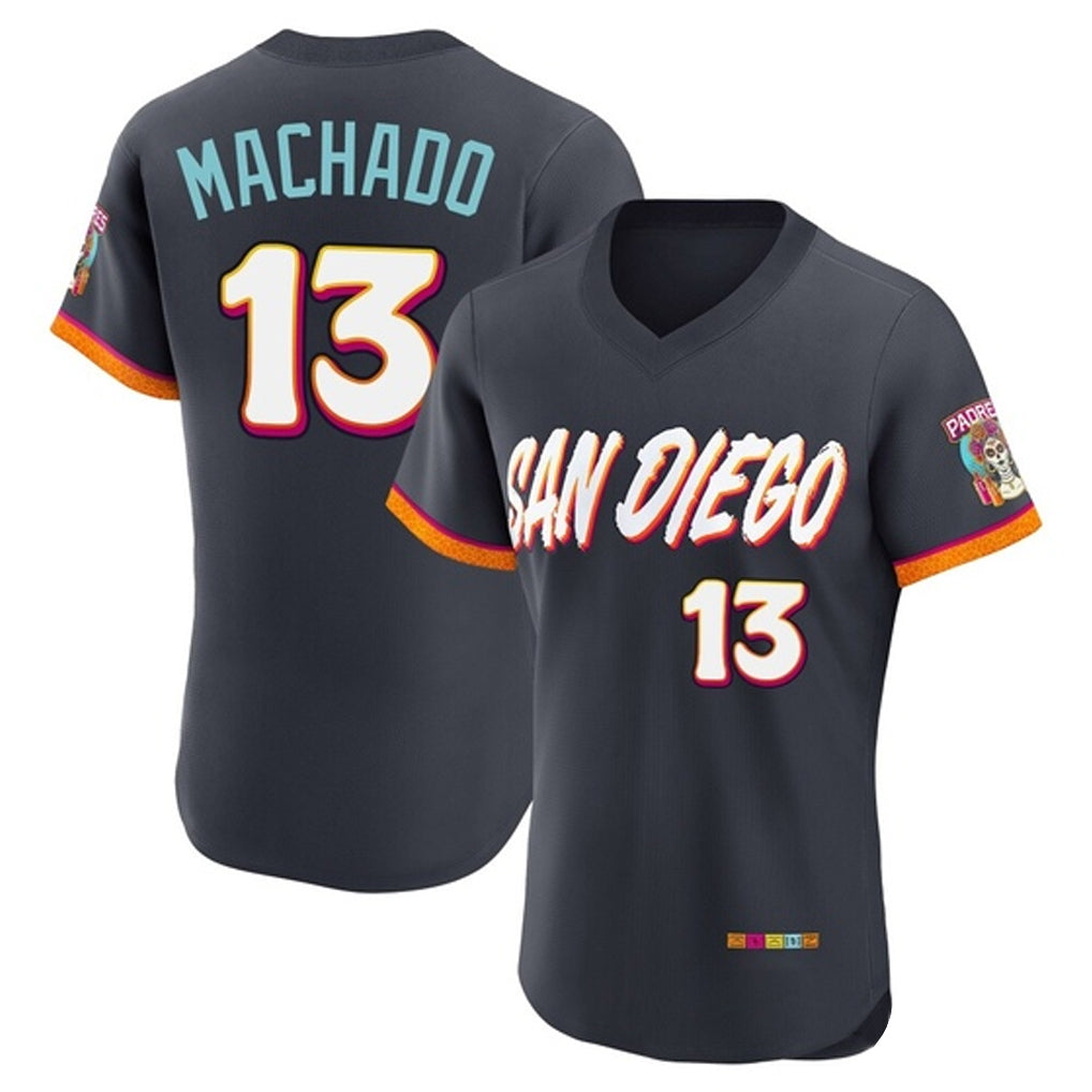 Davalo S.Diego Padres #13 Manny Machado Player Obsidian 2026 City Connect Home Elite T-shirt Stitched Jerseys