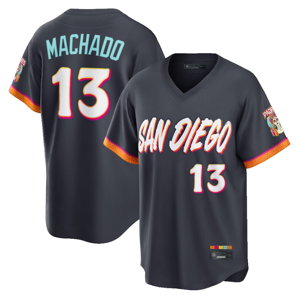Davalo S.Diego Padres #13 Manny Machado Player Obsidian 2026 City Connect Home Game T-shirt Stitched Jerseys