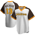 Davalo S.Diego Padres #13 Manny Machado Player White Home Cooperstown Collection Replica Game Stitched Jerseys