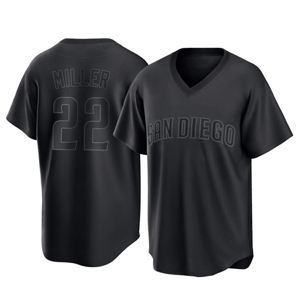Davalo S.Diego Padres #22 Mason Miller Player Black Pitch Fashion Game T-shirt Stitched Jerseys