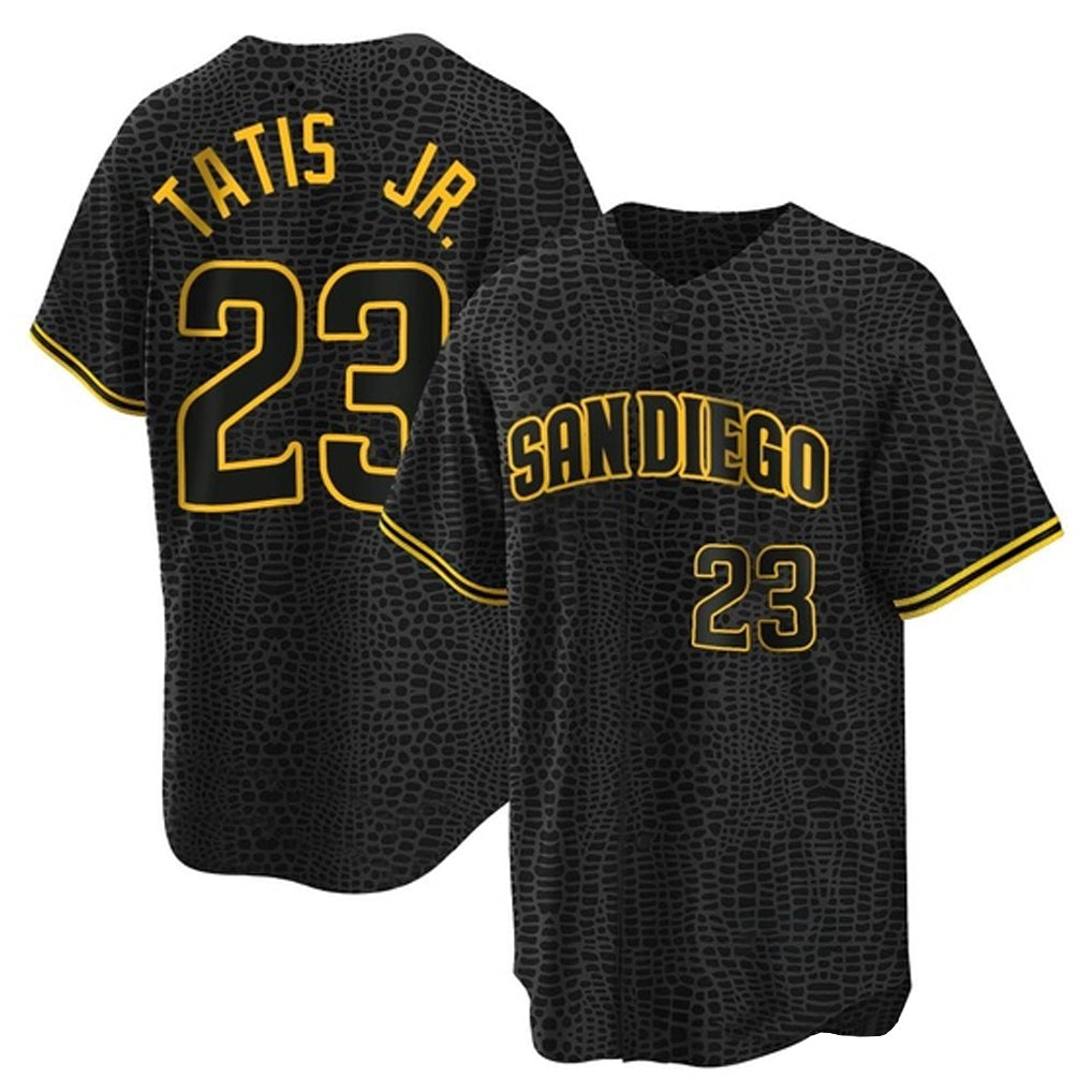 Davalo S.Diego Padres #23 Fernando Tatis Jr Player Black Snake Skin City Home Game Stitched Jersey