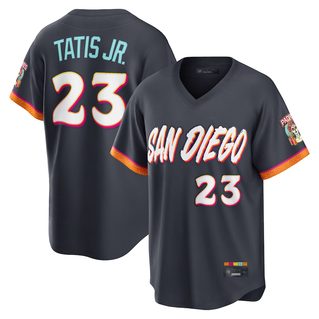 Davalo S.Diego Padres #23 Fernando Tatis Jr Player Obsidian 2026 City Connect Home Game T-shirt Stitched Jerseys