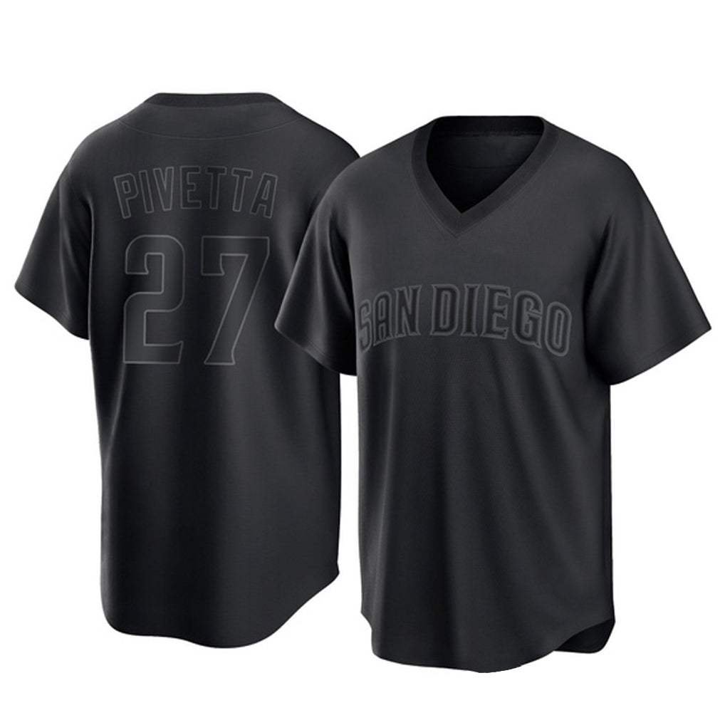Davalo S.Diego Padres #27 Nick Pivetta Player Black Pitch Fashion Game T-shirt Stitched Jerseys