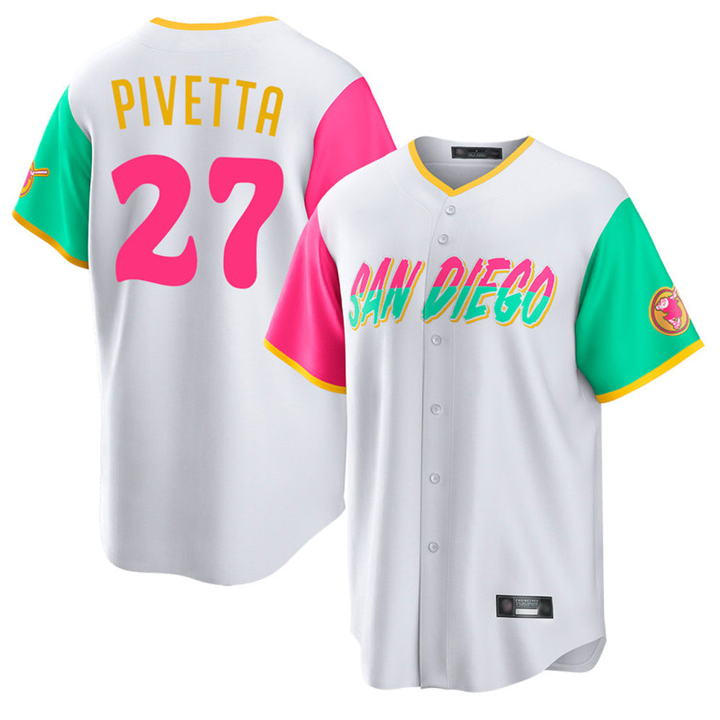 Davalo S.Diego Padres #27 Nick Pivetta Player White City Connect Home Game Stitched Jerseys