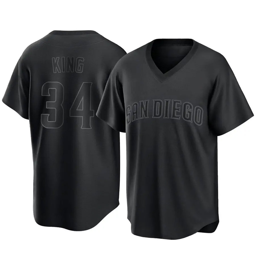 Davalo S.Diego Padres #34 Michael King Player Black Pitch Fashion Game T-shirt Stitched Jerseys