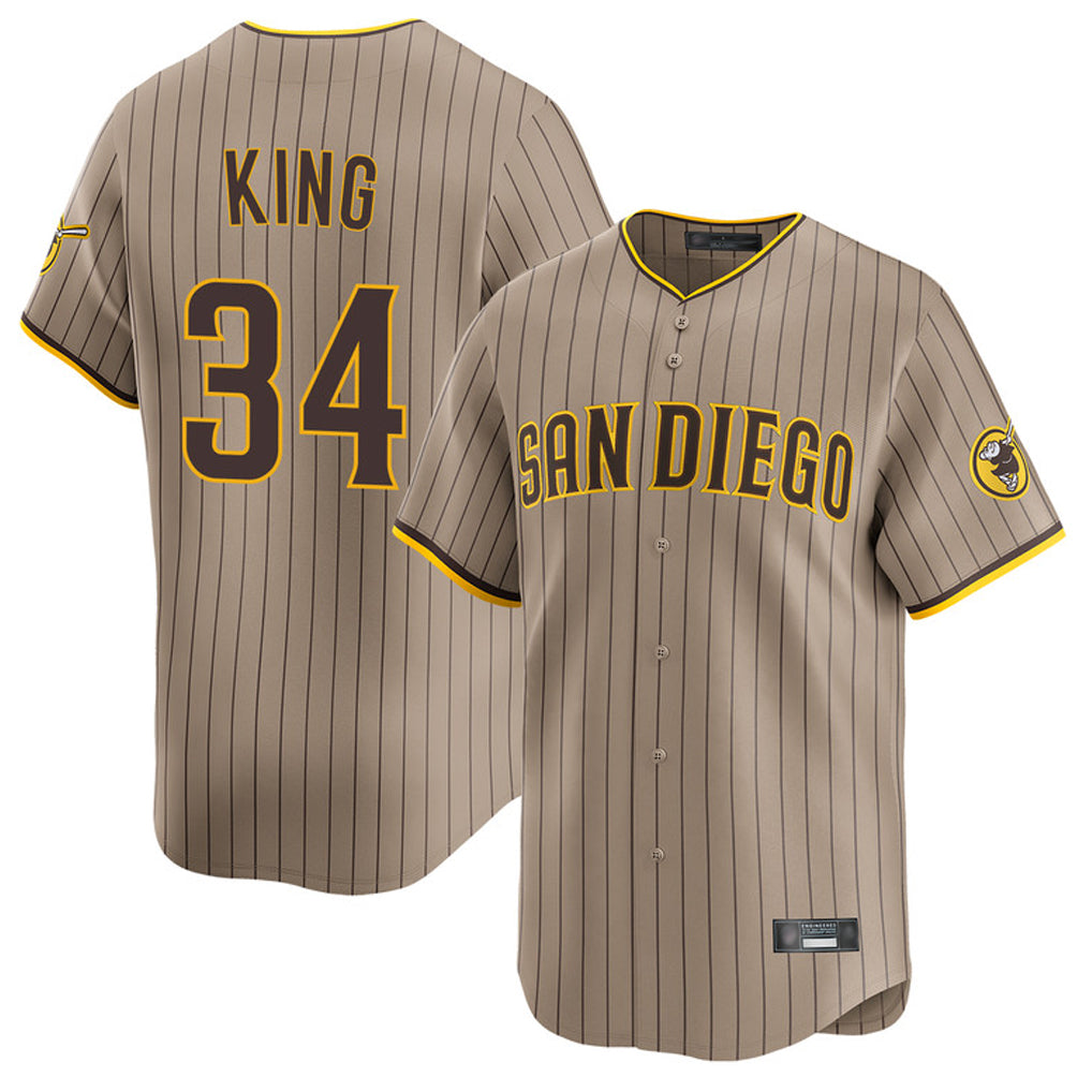 Davalo S.Diego Padres #34 Michael King Player Khaki Home Limited Stitched Jerseys