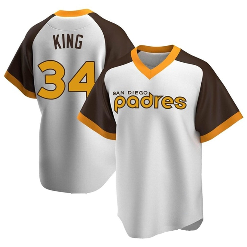 Davalo S.Diego Padres #34 Michael King Player White Home Cooperstown Collection Replica Game Stitched Jerseys