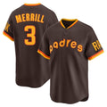 Davalo S.Diego Padres #3 Jackson Merrill Player Brown Home Cooperstown Collection Replica Game Stitched Jerseys