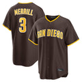 Davalo S.Diego Padres #3 Jackson Merrill Player Brown Home Game Stitched Jerseys