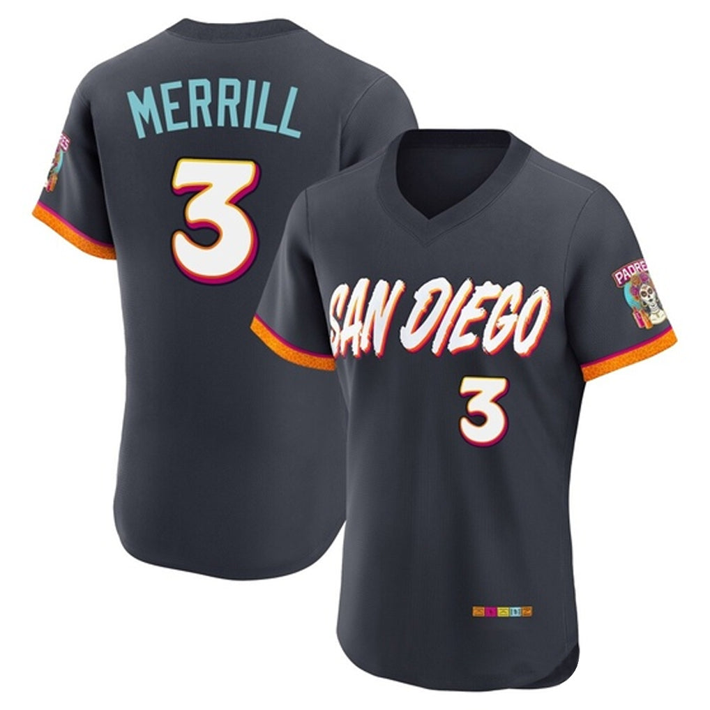 Davalo S.Diego Padres #3 Jackson Merrill Player Obsidian 2026 City Connect Home Limited Elite T-shirt Stitched Jerseys