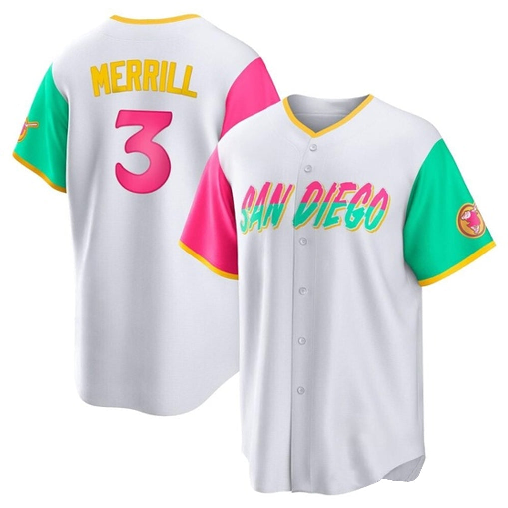 Davalo S.Diego Padres #3 Jackson Merrill Player White City Connect Home Game Stitched Jerseys
