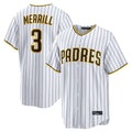 Davalo S.Diego Padres #3 Jackson Merrill Player White Cooperstown Collection Home Game Stitched Jerseys