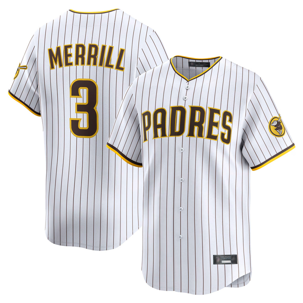 Davalo S.Diego Padres #3 Jackson Merrill Player White Home Limited Stitched Jerseys