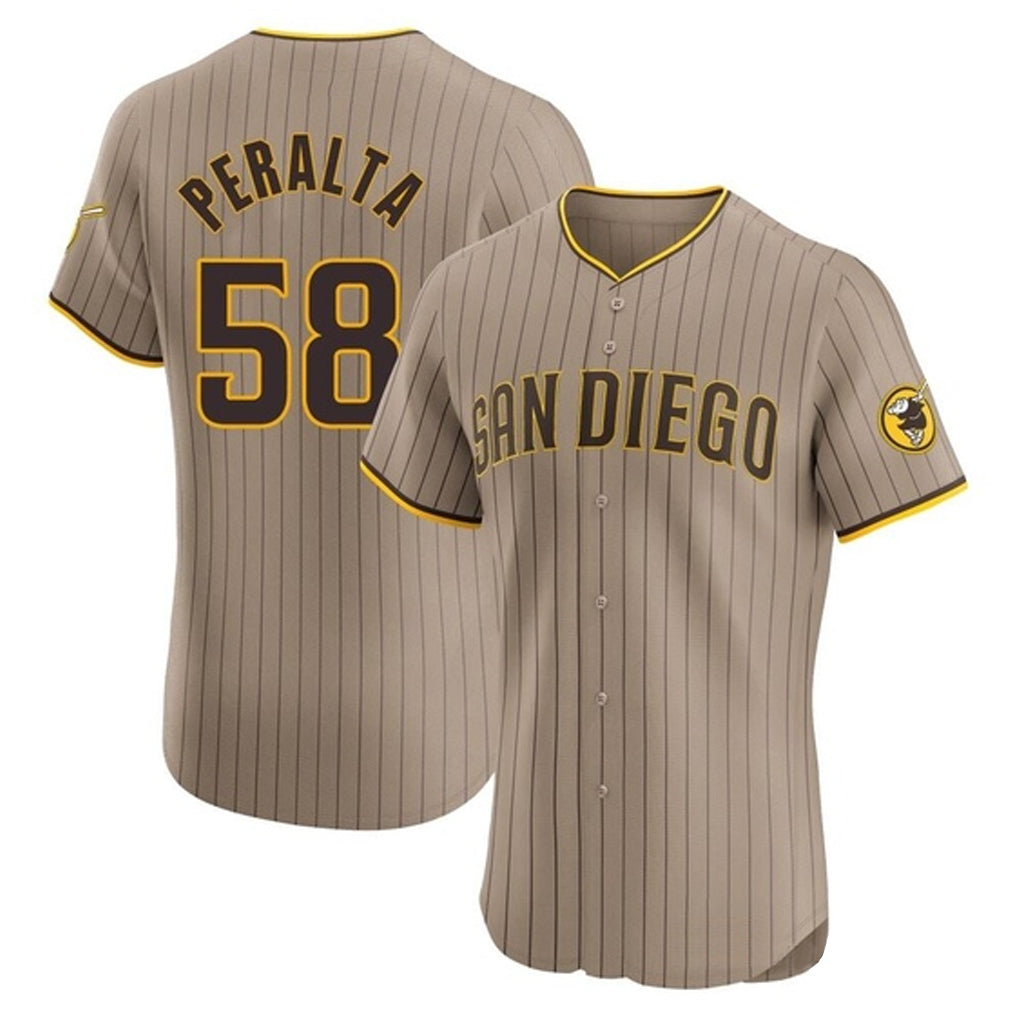 Davalo S.Diego Padres #58 Wandy Peralta Player Khaki Home Limited Elite Stitched Jerseys