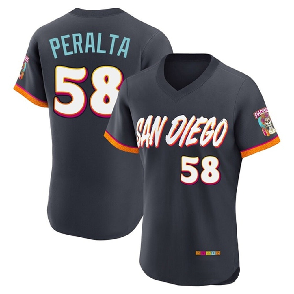 Davalo S.Diego Padres #58 Wandy Peralta Player Obsidian 2026 City Connect Home Limited Elite T-shirt Stitched Jerseys
