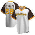 Davalo S.Diego Padres #58 Wandy Peralta Player White Home Cooperstown Collection Replica Game Stitched Jerseys
