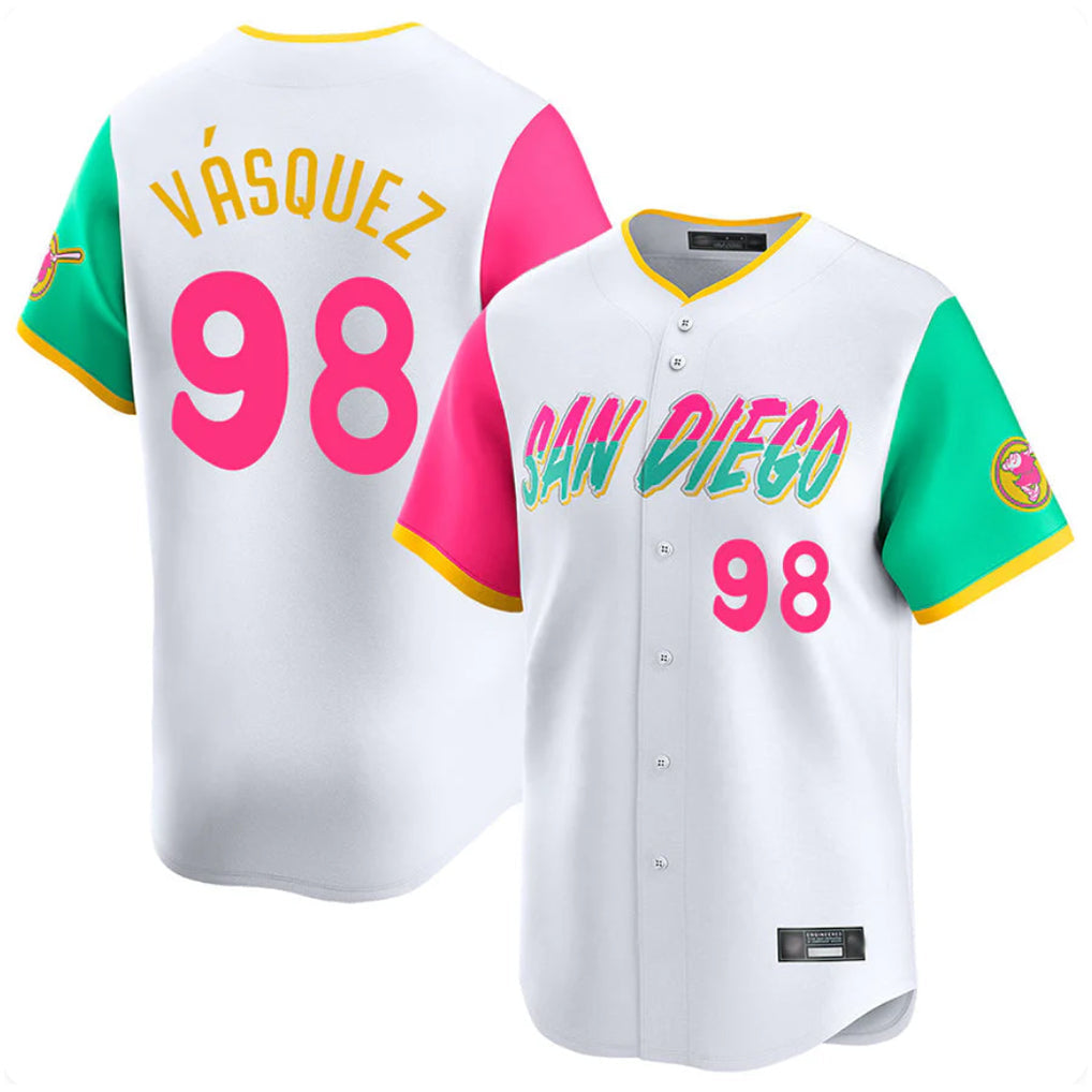 Davalo S.Diego Padres #98 Randy Vasquez Player White City Connect Home Limited Stitched Jerseys