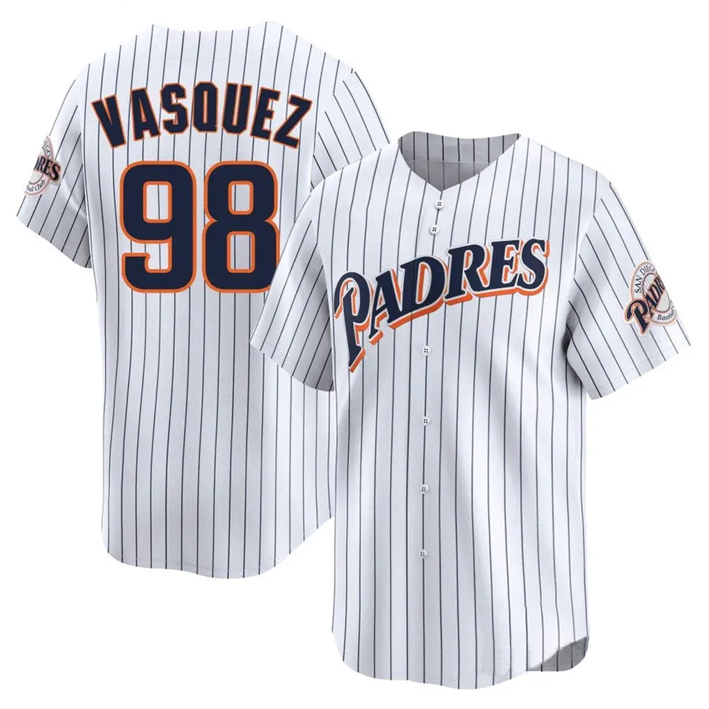 Davalo S.Diego Padres #98 Randy Vasquez Player White Cooperstown Collection Limited Home Stitched Jerseys