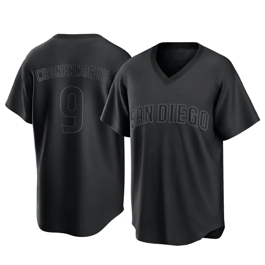 Davalo S.Diego Padres #9 Jake Cronenworth Player Black Pitch Fashion Game T-shirt Stitched Jerseys
