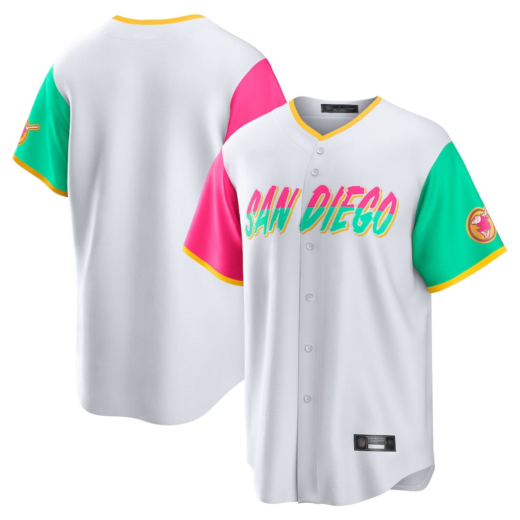 Davalo S.Diego Padres Blank Player White City Connect Home Game Stitched Jerseys