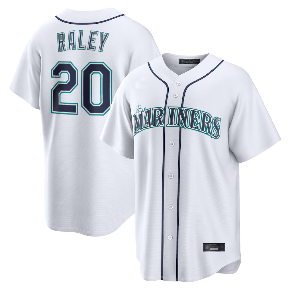 Davalo S.Mariners #20 Luke Raley Player White Home Game Stitched Jerseys