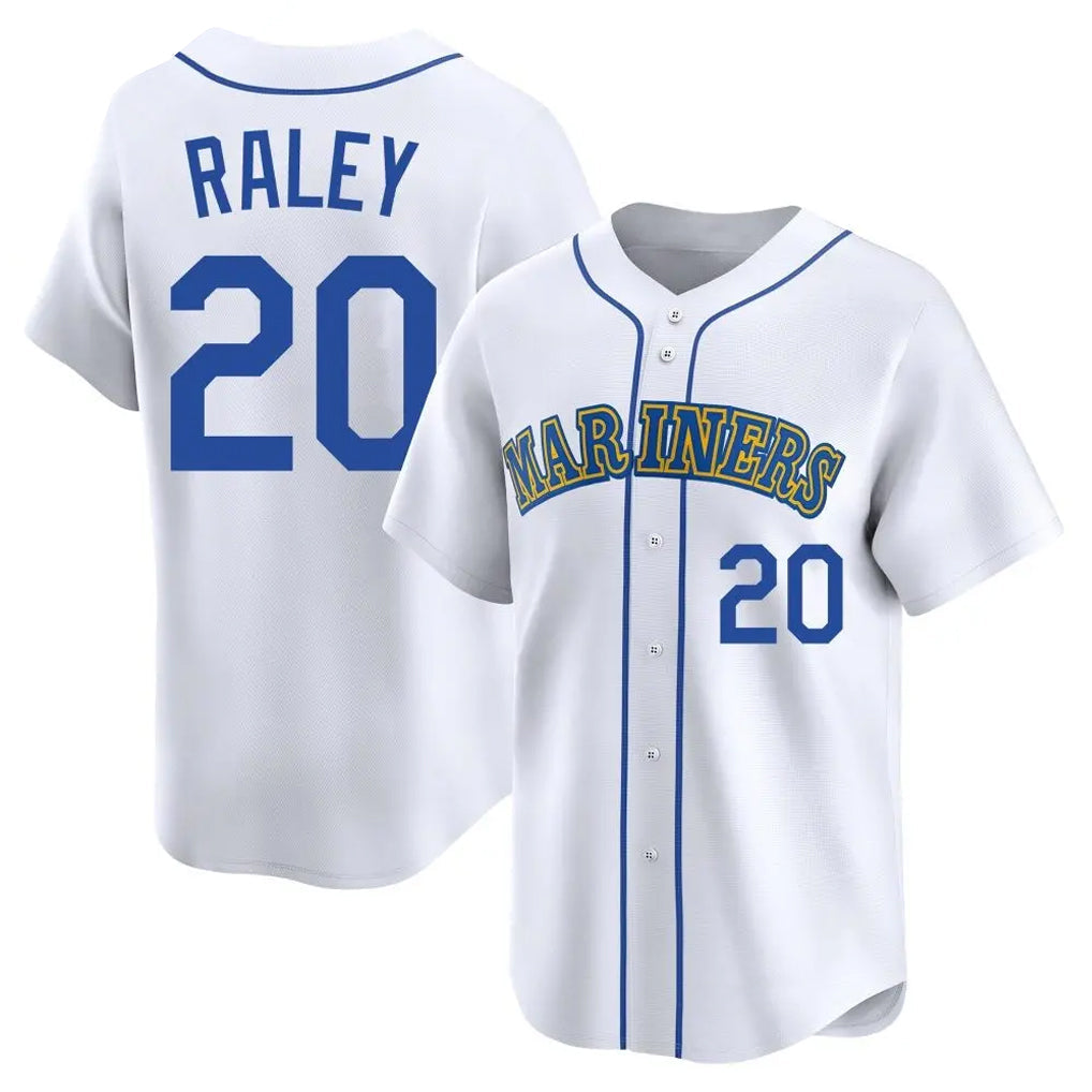 Davalo S.Mariners #20 Luke Raley Player White Throwback Cooperstown Collection Limited Game Stitched Jerseys