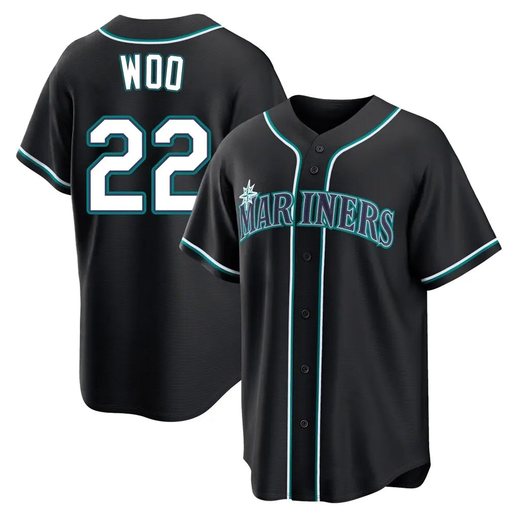 Davalo S.Mariners #22 Bryan Woo Player Black Fashion Home Limited Stitched Jerseys