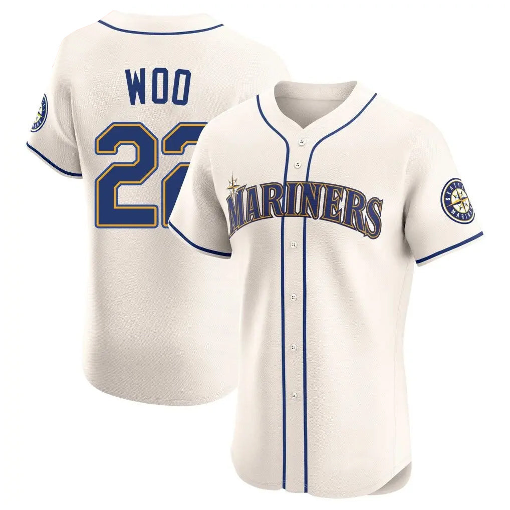 Davalo S.Mariners #22 Bryan Woo Player Cream Home Limited Elite Stitched Jerseys