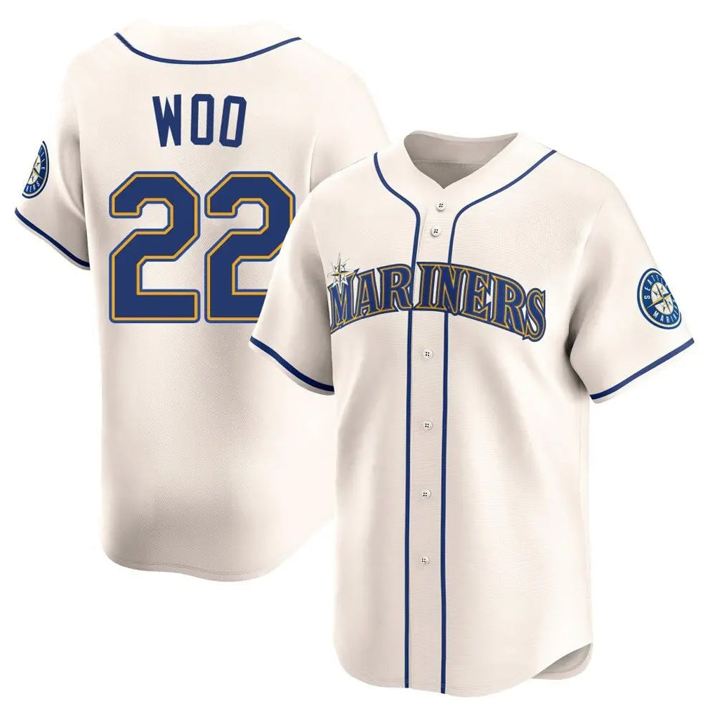 Davalo S.Mariners #22 Bryan Woo Player Cream Home Limited Stitched Jerseys