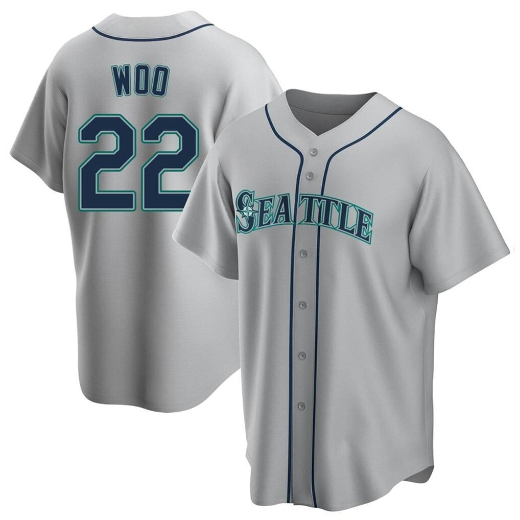 Davalo S.Mariners #22 Bryan Woo Player Gray Home Game Stitched Jerseys