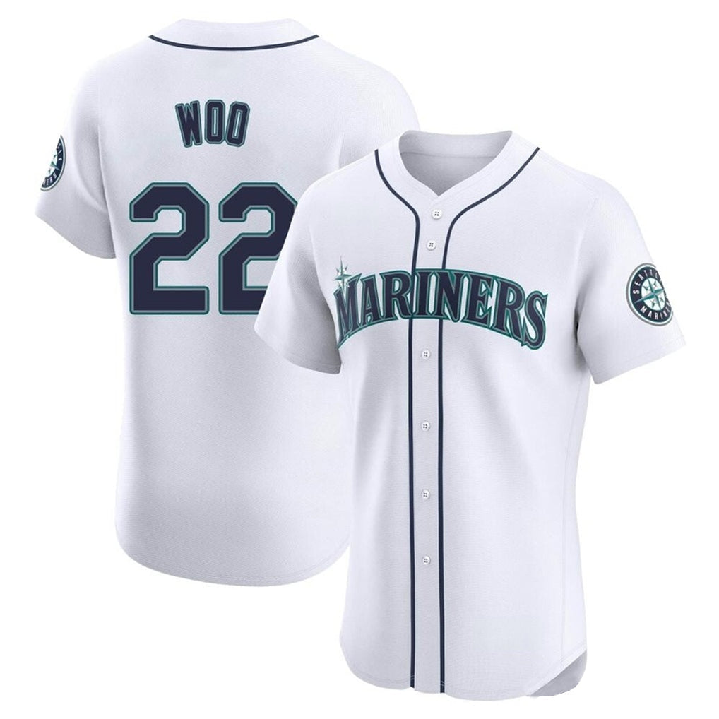 Davalo S.Mariners #22 Bryan Woo Player White Home Limited Elite Stitched Jerseys
