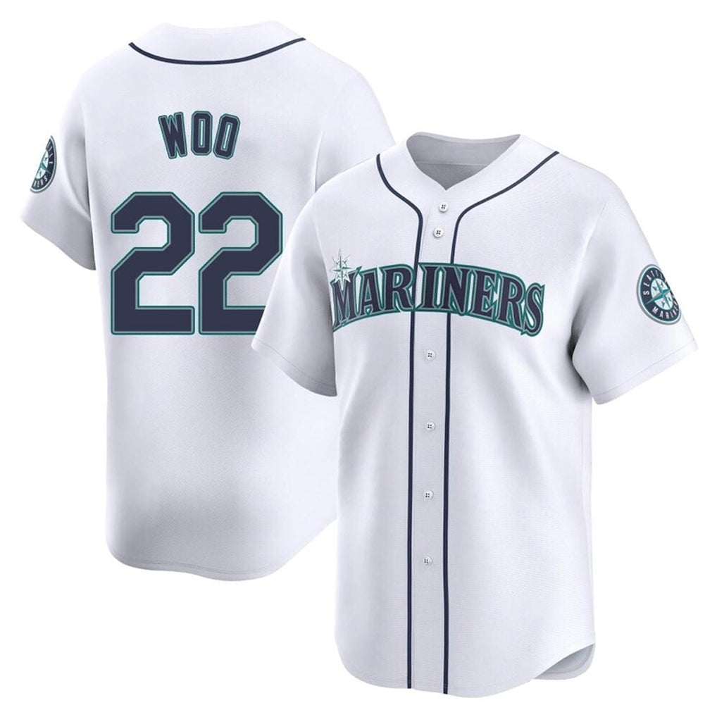 Davalo S.Mariners #22 Bryan Woo Player White Home Limited Stitched Jerseys