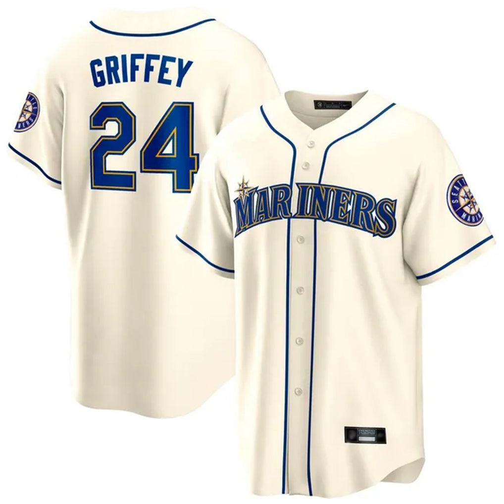 Davalo S.Mariners #24 Ken Griffey Jr Player Cream Cooperstown Home Limited Stitched Jerseys