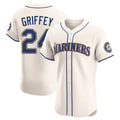 Davalo S.Mariners #24 Ken Griffey Jr Player Cream Home Limited Elite Stitched Jerseys